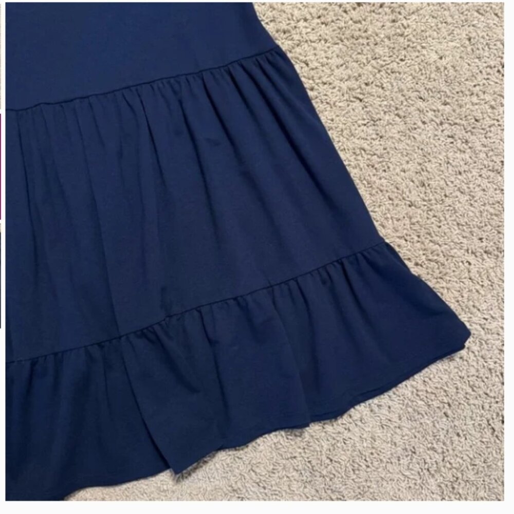 Crown & Ivy™ Navy Women's Short Sleeve Tiered Dress - Size Large - Picture 5 of 7